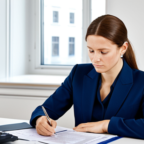 Home 3 전산세무회계 자격증 종류와 차이점 - Businesswoman in a Modern Office**
"A professional businesswoman in a modest navy blue business sui...